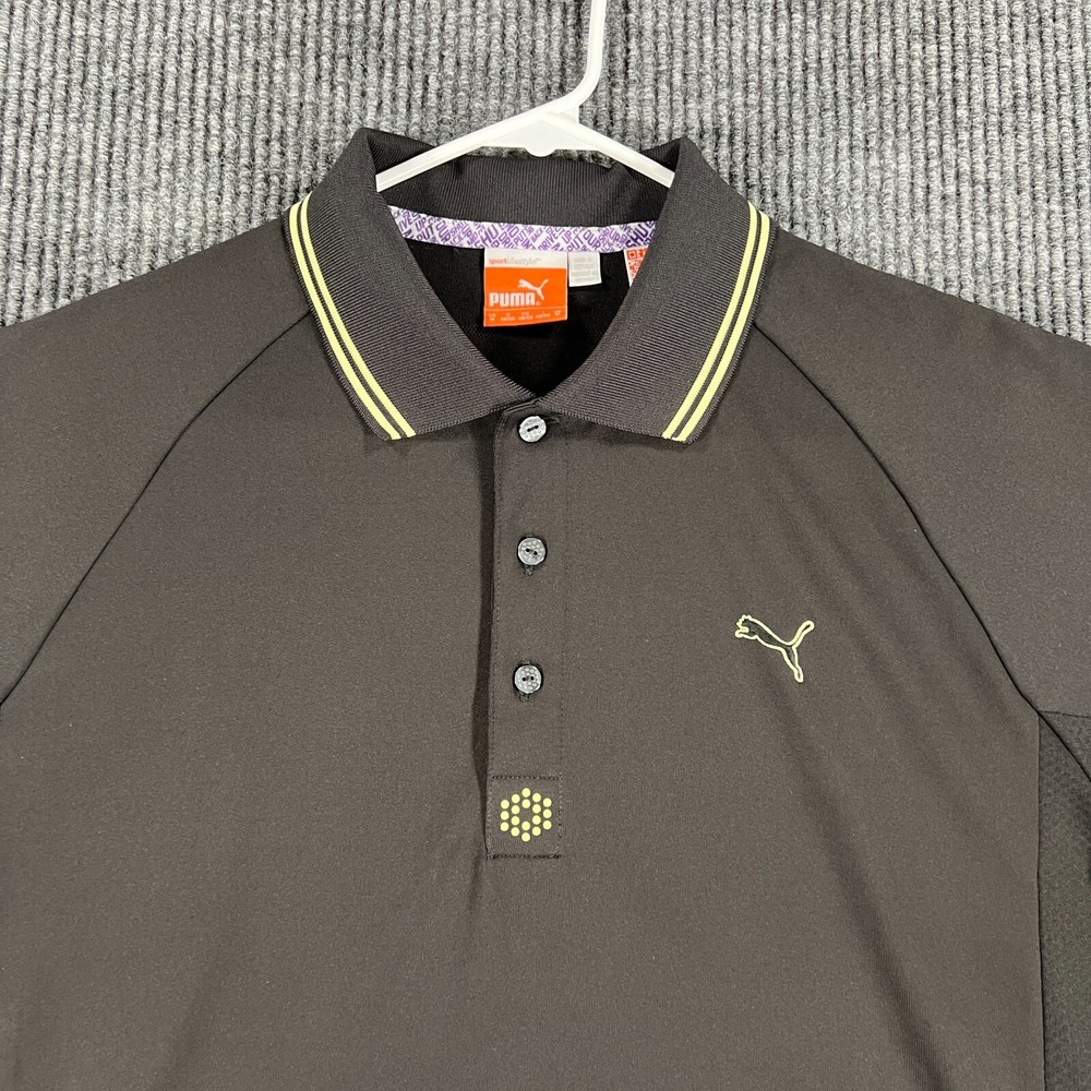 PUMA Polo Shirt Mens Medium Black Short Sleeve Golf Casual Outdoor Light